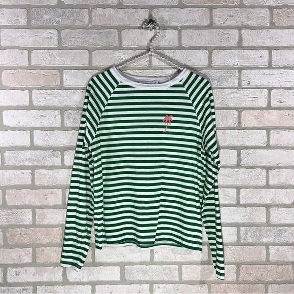 South Parade Lenny Palm Tree Green and White Stripe Long Sleeve Top Size S - Picture 5 of 10
